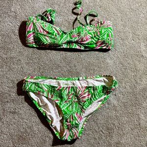 Lilly Pulitzer two piece bikini, pink green size L
